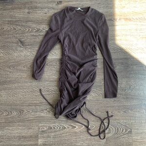 Brown long sleeve adjustable length dress